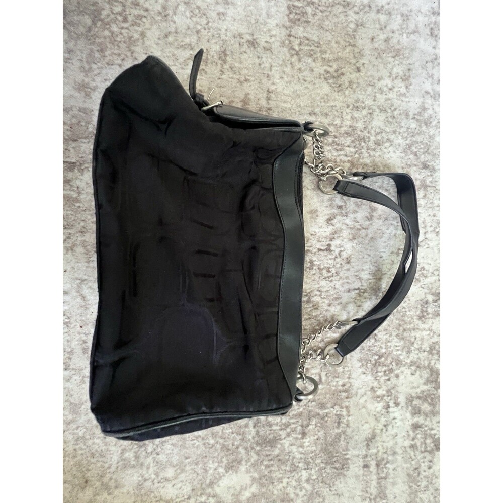 Express Bag Black Shoulder Chain Strap Fabric Leather Trim Small Purse